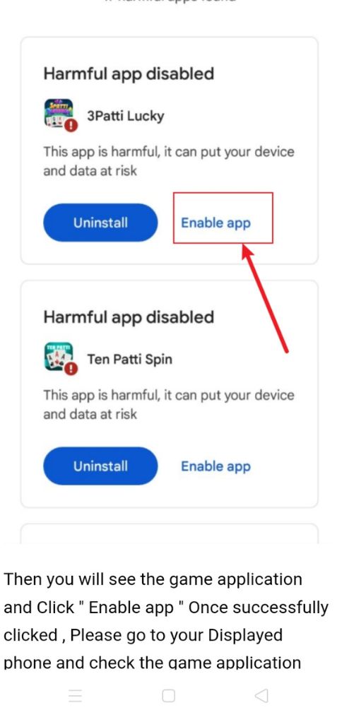 Enable Disabled app